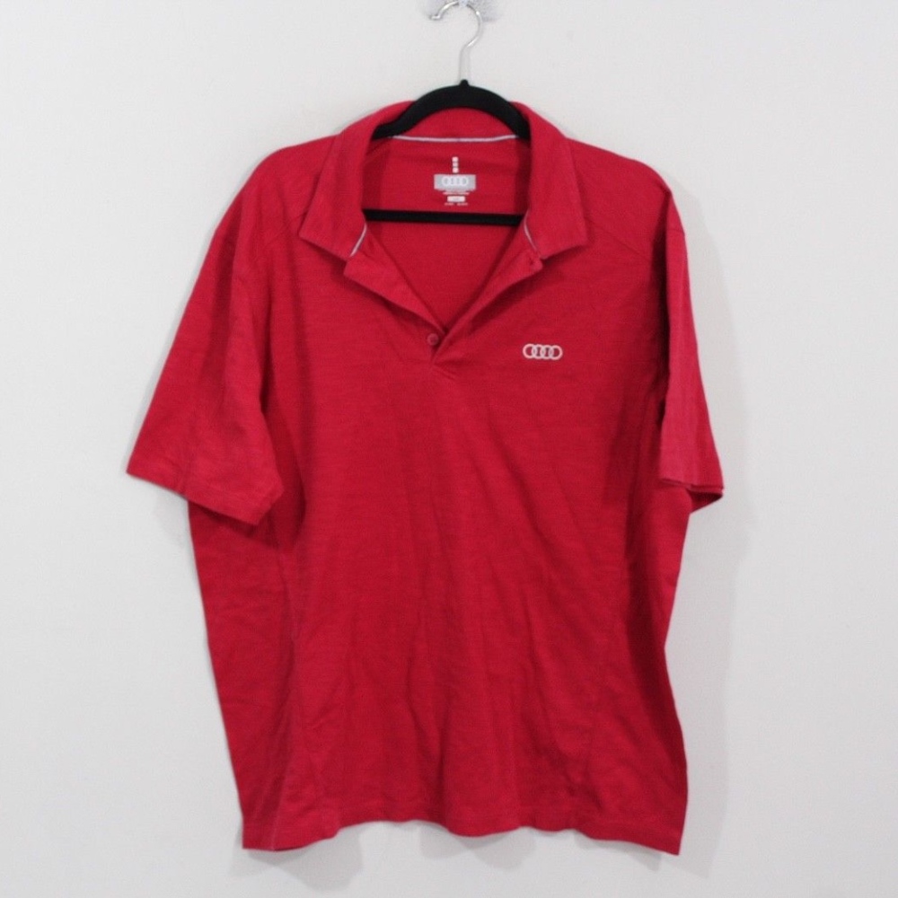 Audi Car Short Sleeve Golf Polo Shirt Red Large